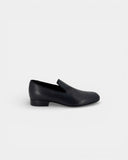 Black leather loafers