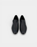 Black leather loafers