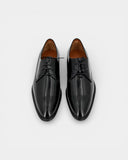 Black patent leather derbies