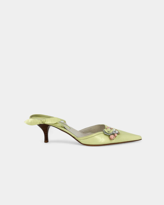 Slingbacks vertes à fleurs - 39 EU / 9 US