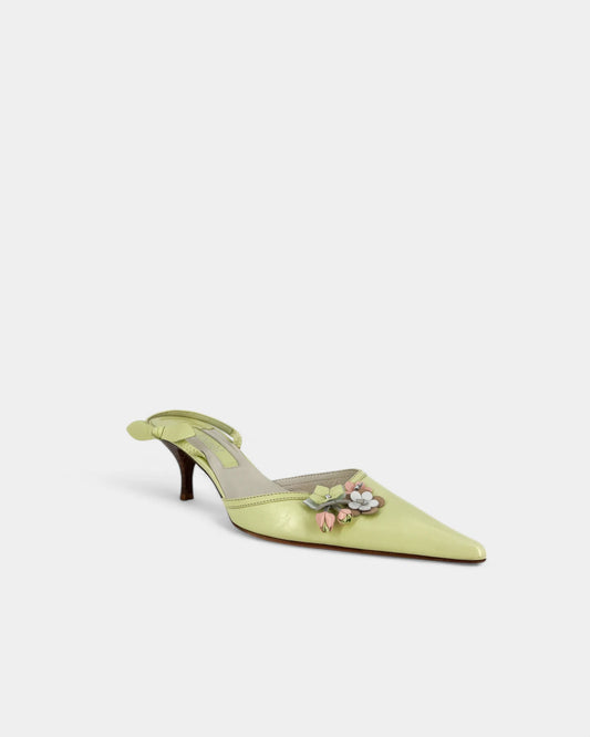 Slingbacks vertes à fleurs - 39 EU / 9 US
