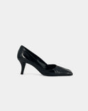 Black square toe pumps