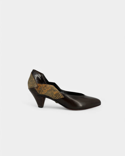 Escarpins marrons à motif serpent - 36 EU / 6 US