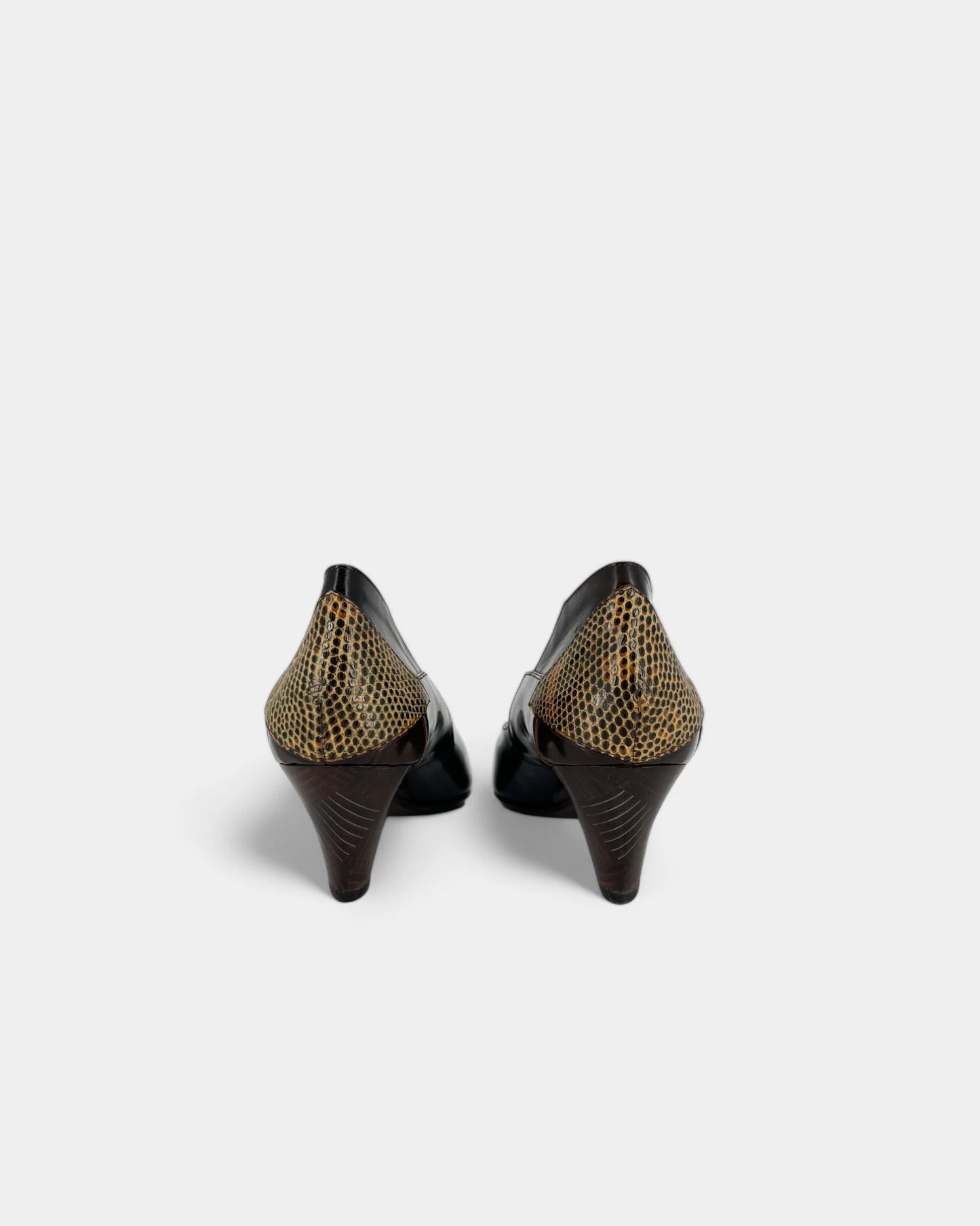 Escarpins marrons à motif serpent - 36 EU / 6 US