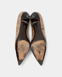 Beige scalloped pumps