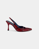 Red reptile print slingbacks