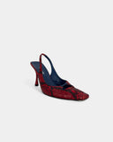 Red reptile print slingbacks