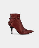 Bottines bordeaux en cuir