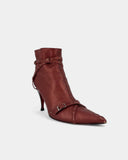 Bottines bordeaux en cuir