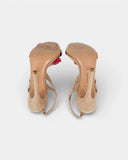 Sandales en daim beige ornées d'une fleur en tulle