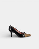 Escarpins en cuir noir et marron