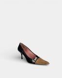 Escarpins en cuir noir et marron