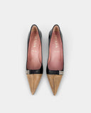 Escarpins en cuir noir et marron