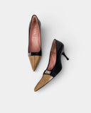 Escarpins en cuir noir et marron