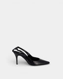 Escarpins en cuir noir effet crocodile