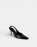 Escarpins en cuir noir effet crocodile