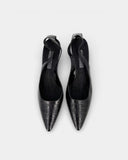 Escarpins en cuir noir effet crocodile