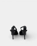 Escarpins en cuir noir effet crocodile