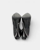 Escarpins en cuir noir effet crocodile