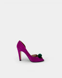 Escarpins fuchsia à pompon vert