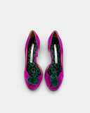Escarpins fuchsia à pompon vert