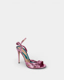Sandales cuir rose métallisé