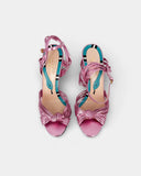 Sandales cuir rose métallisé