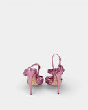 Sandales cuir rose métallisé