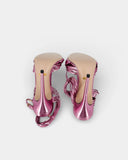 Sandales cuir rose métallisé