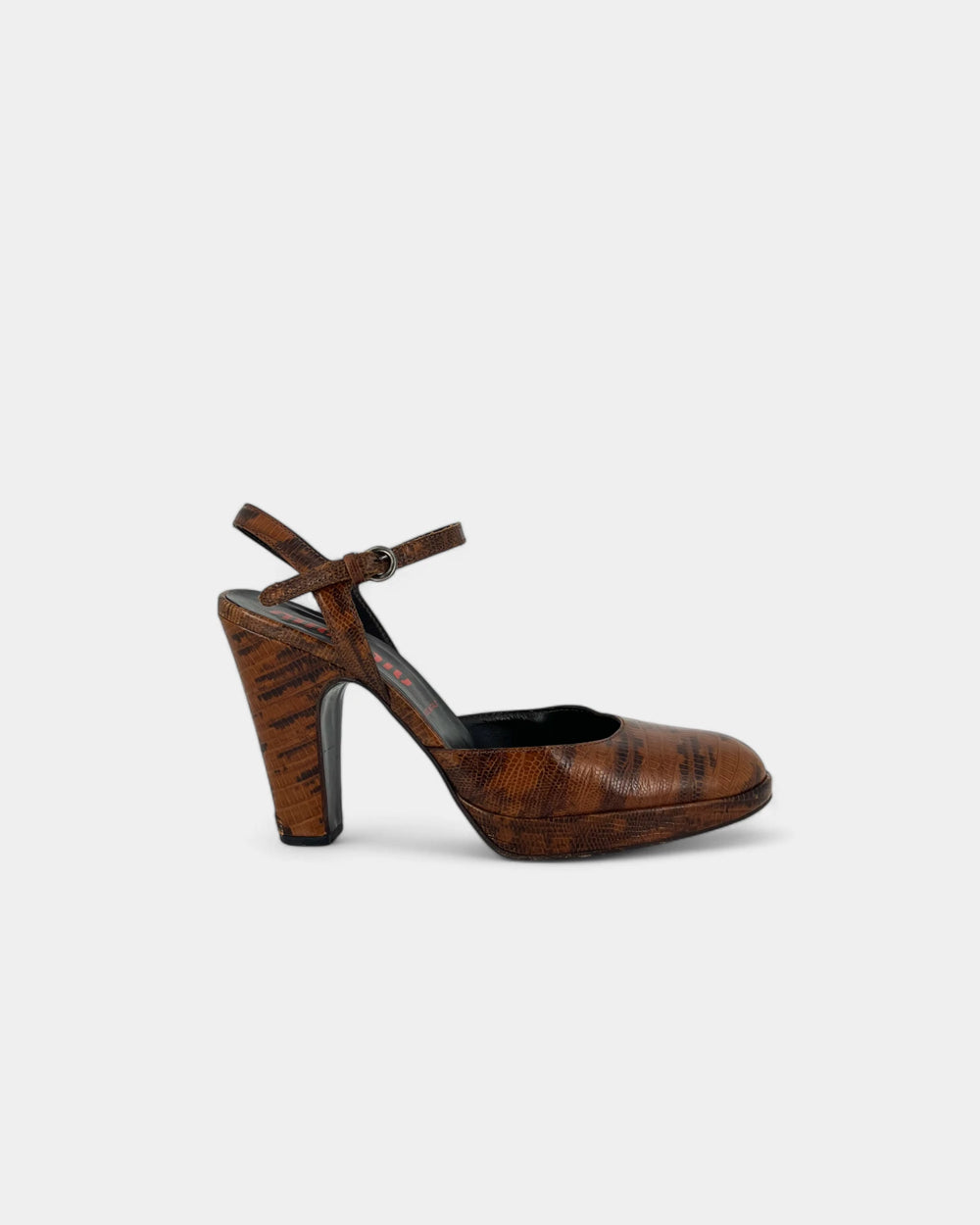 Escarpins marrons à motifs crocodiles - 37.5 EU / 7 .5 US