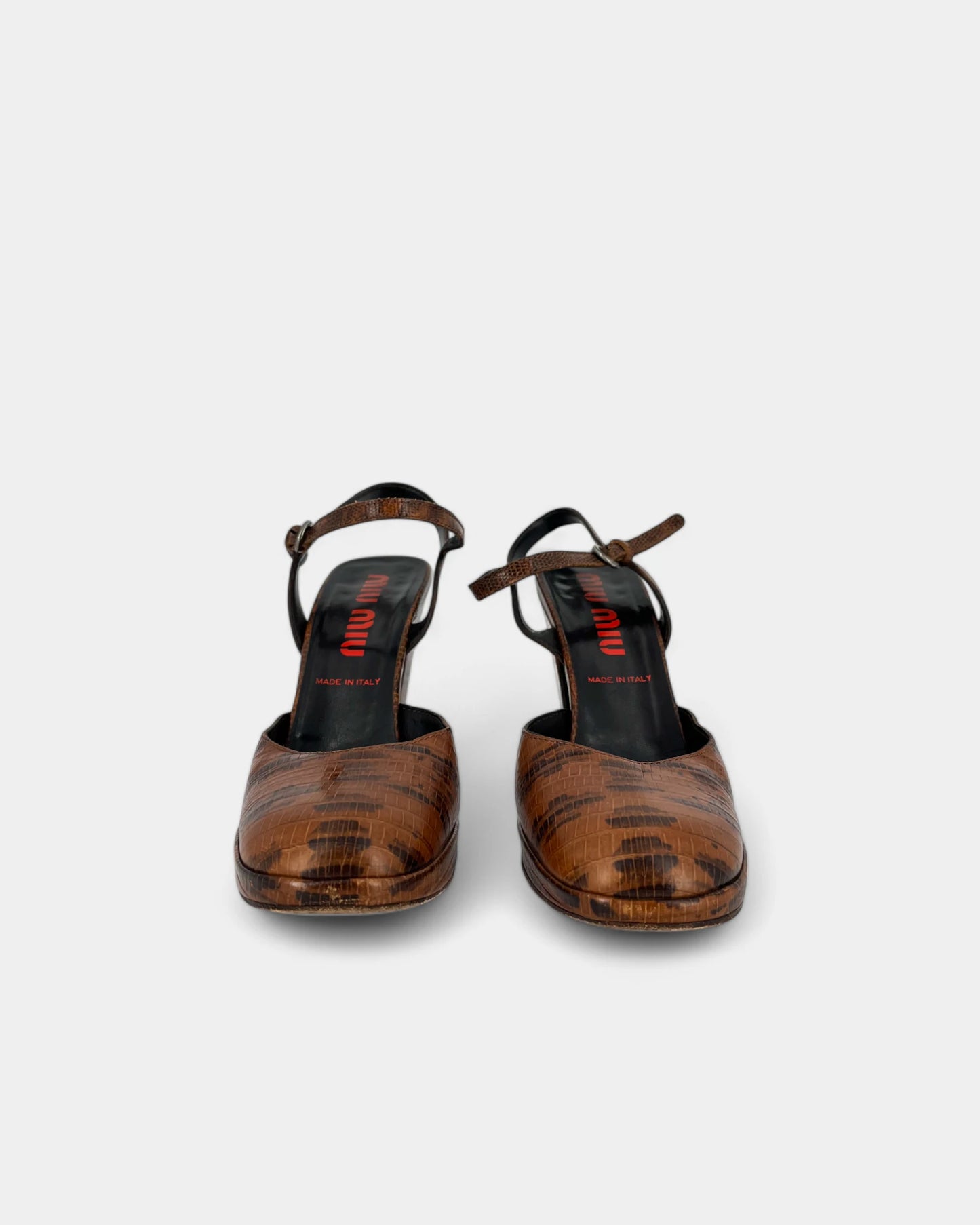 Escarpins marrons à motifs crocodiles - 37.5 EU / 7 .5 US