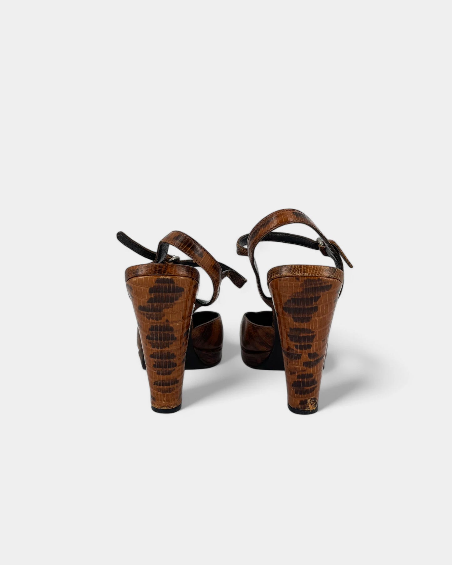 Escarpins marrons à motifs crocodiles - 37.5 EU / 7 .5 US