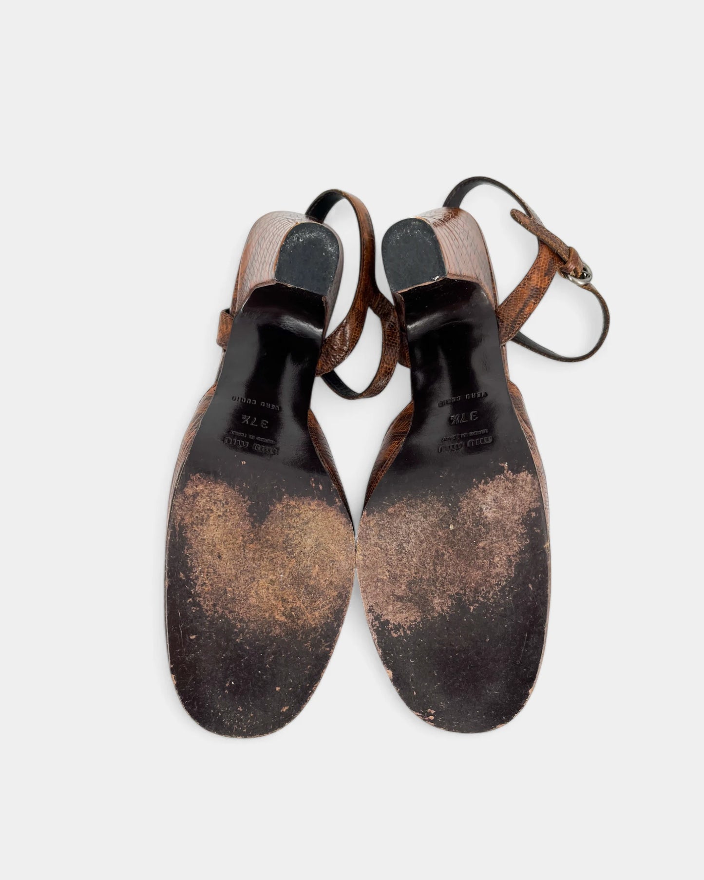 Escarpins marrons à motifs crocodiles - 37.5 EU / 7 .5 US