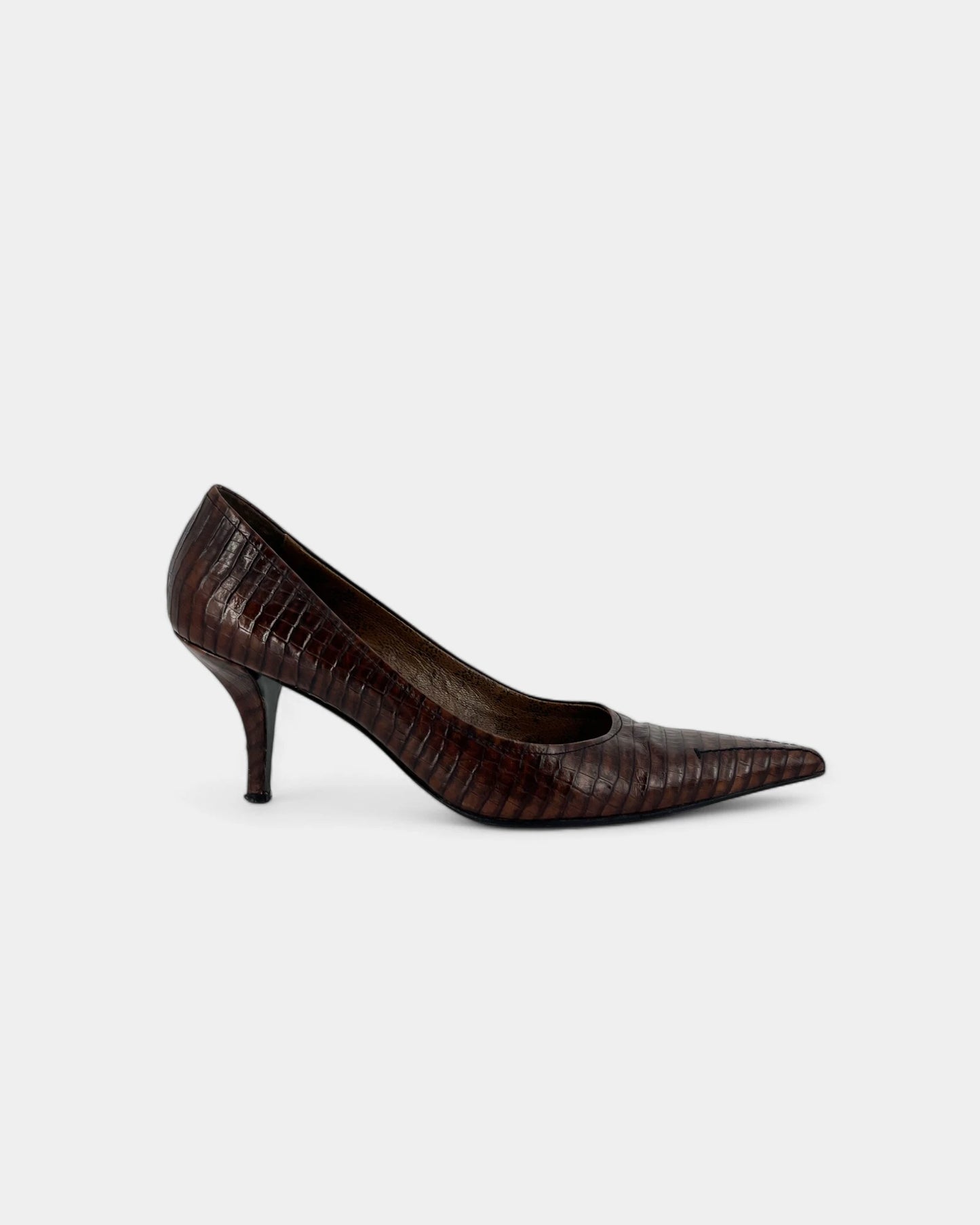 Escarpins marrons à motifs crocodiles - 40 EU / 10 US