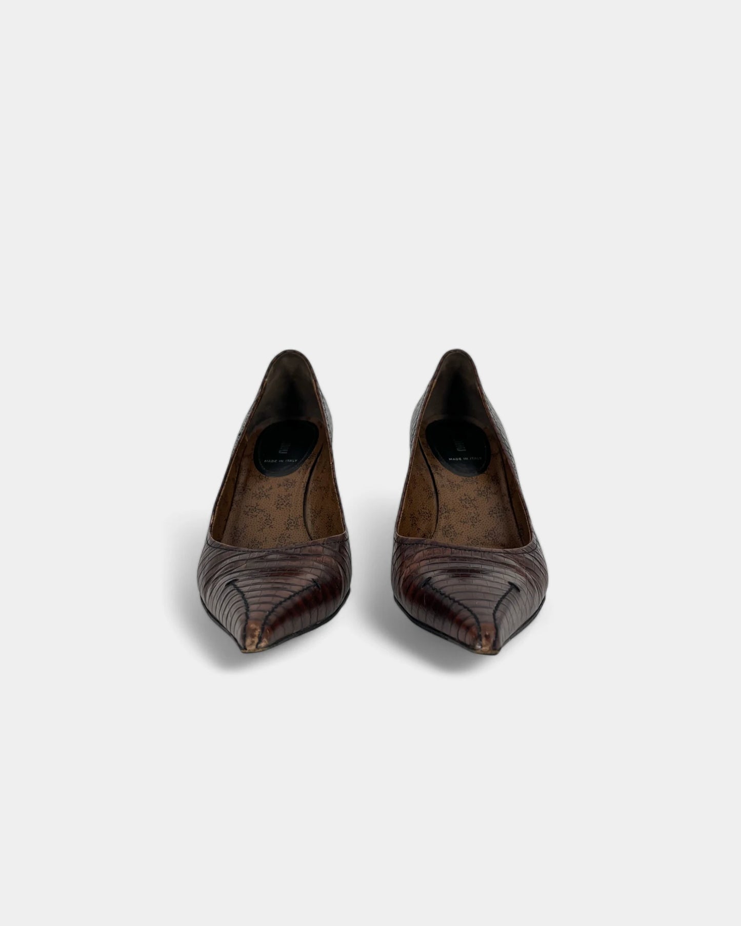 Escarpins marrons à motifs crocodiles - 40 EU / 10 US