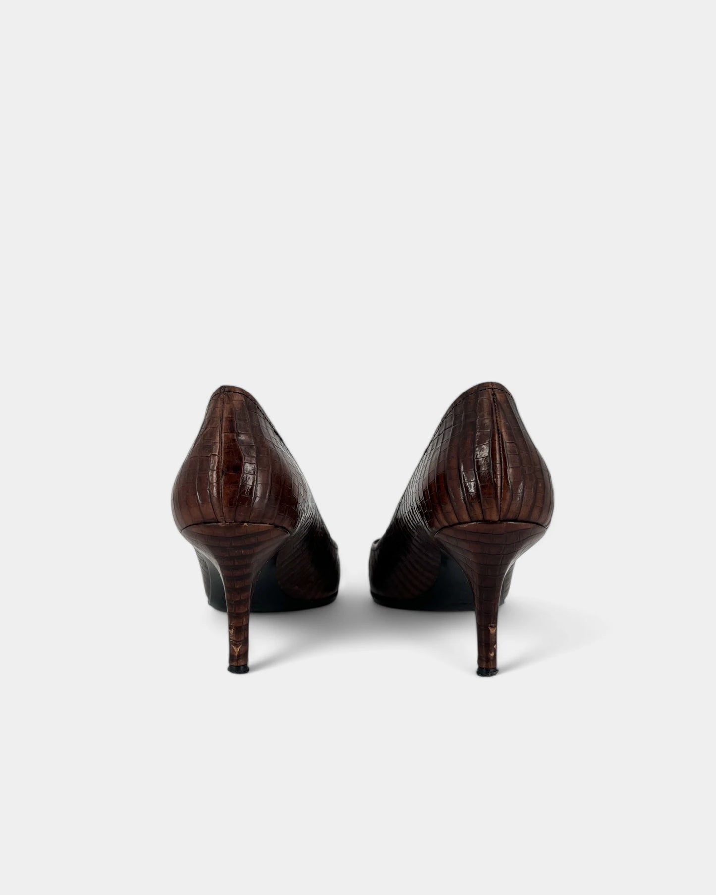 Escarpins marrons à motifs crocodiles - 40 EU / 10 US