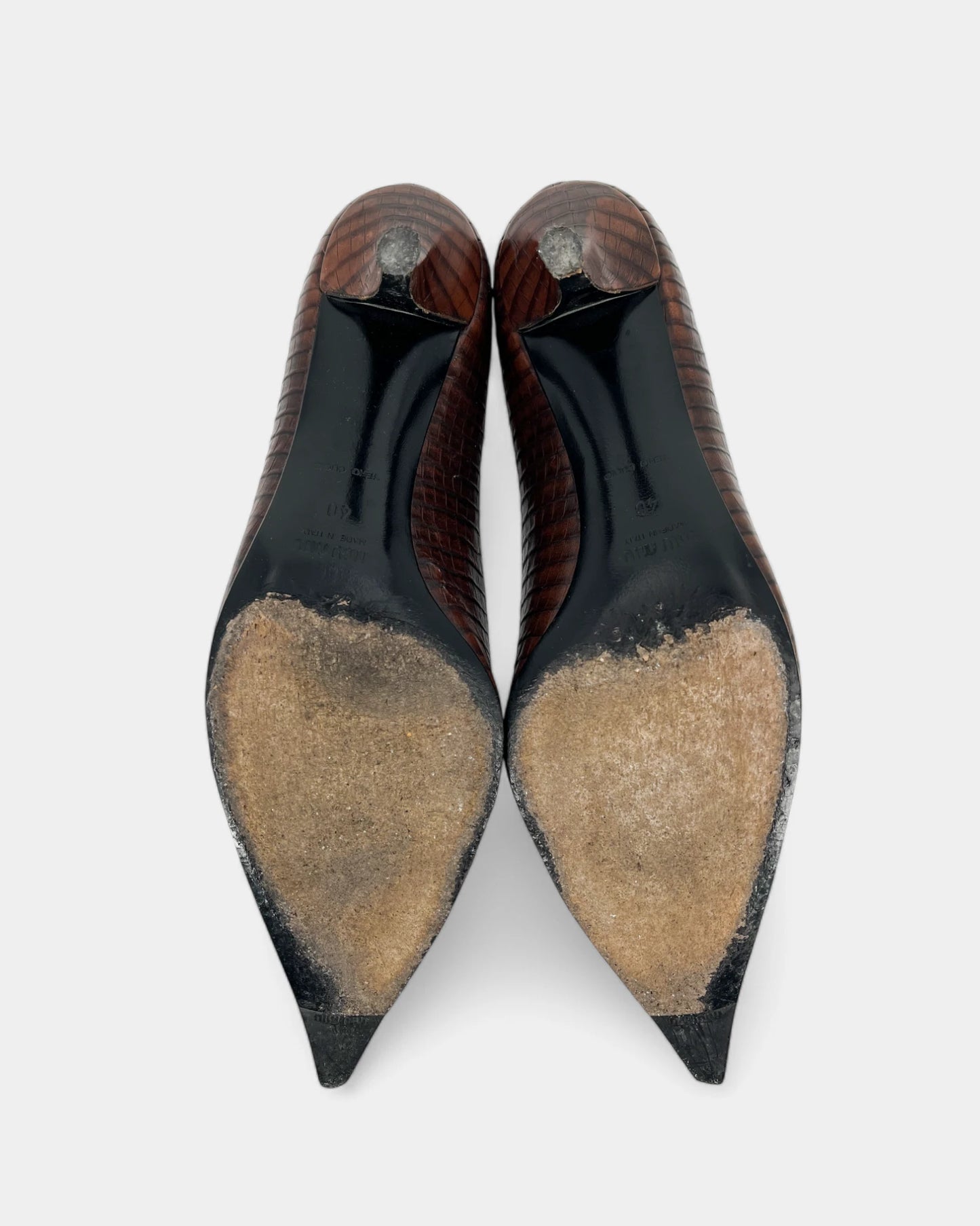 Escarpins marrons à motifs crocodiles - 40 EU / 10 US