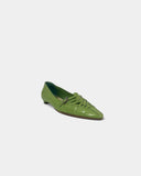 Green pointed ballet flats