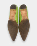 Green pointed ballet flats