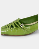 Green pointed ballet flats