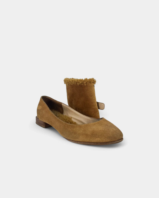 Ballerines marrons en fausse fourrure - 37 EU / 7 US