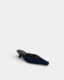 Mules en jean bleu à talon