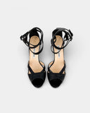 Sandales en cuir noir à doubles brides