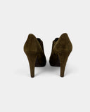 Bottines daim kaki à talons