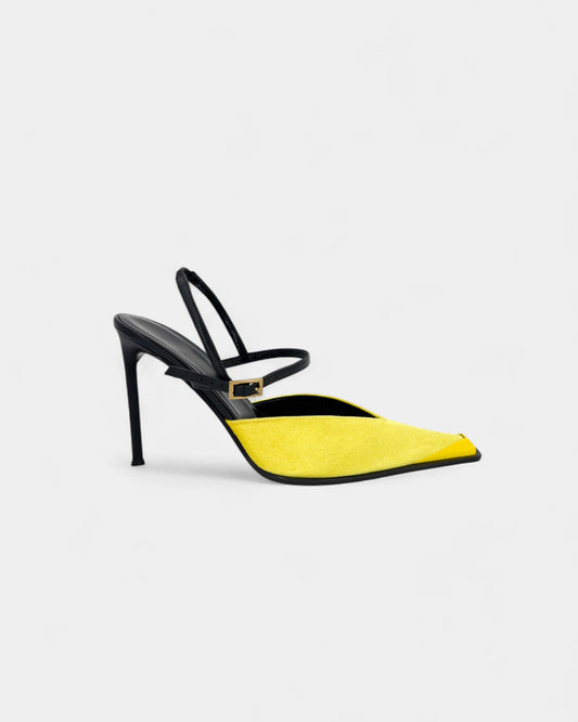 Escarpins en cuir et velours jaune - 41 EU / 10 US