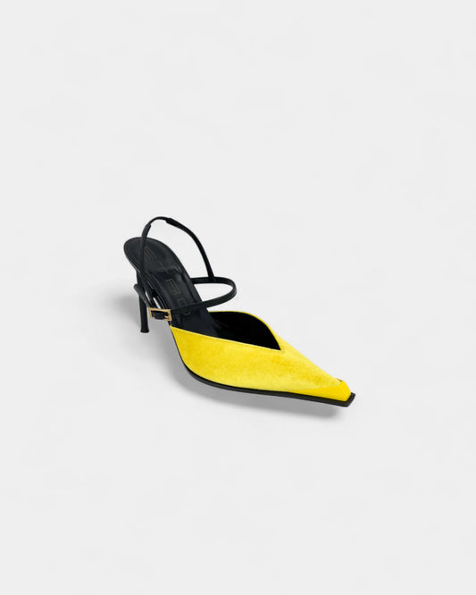 Escarpins en cuir et velours jaune - 41 EU / 10 US
