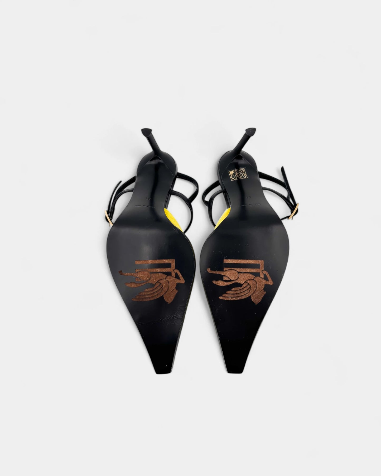 Escarpins en cuir et velours jaune - 41 EU / 10 US