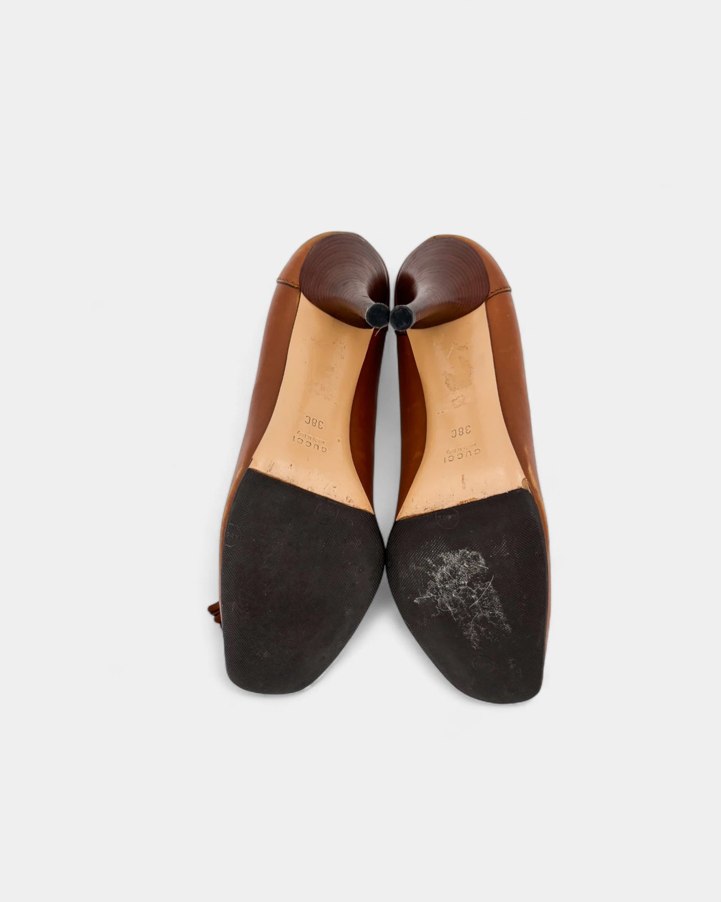 Escarpins en cuir brun à glands - 38 EU / 7 US