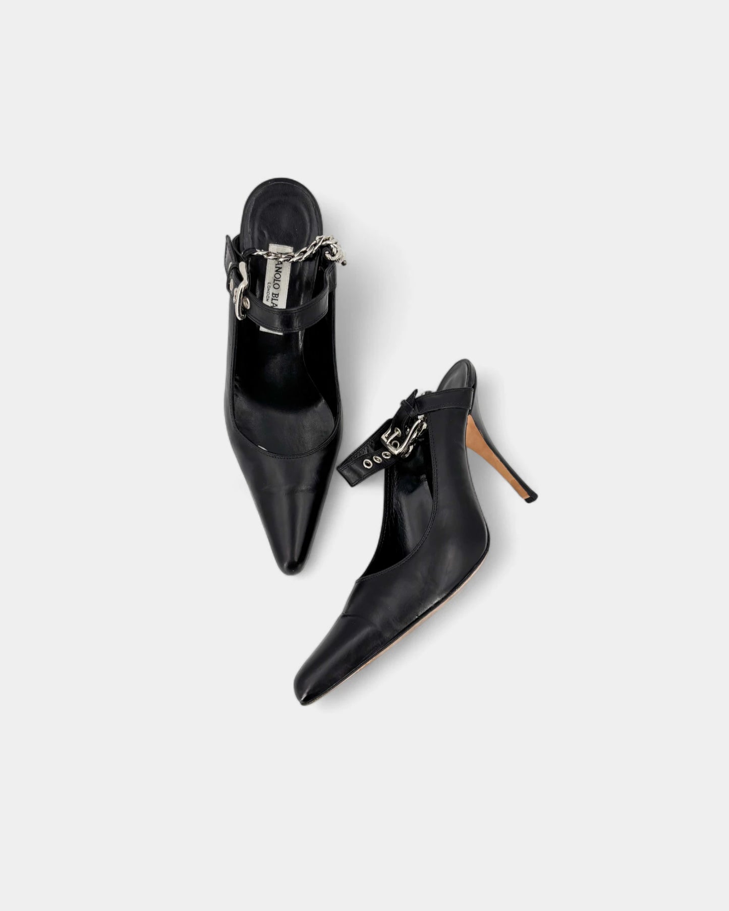 Slingbacks noirs boucle et accroche argentée - 40.5 EU / 9.5 US