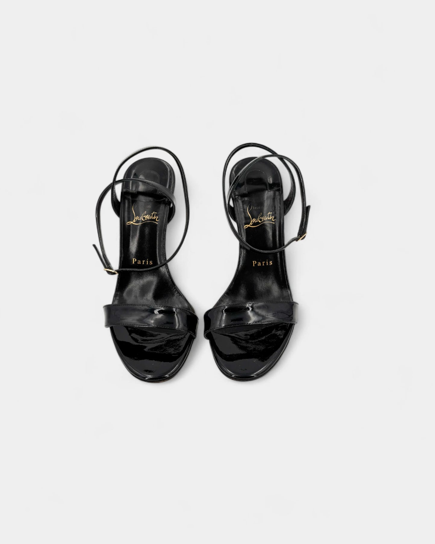 Sandales noirs vernis talon doré - 40 EU / 9 US